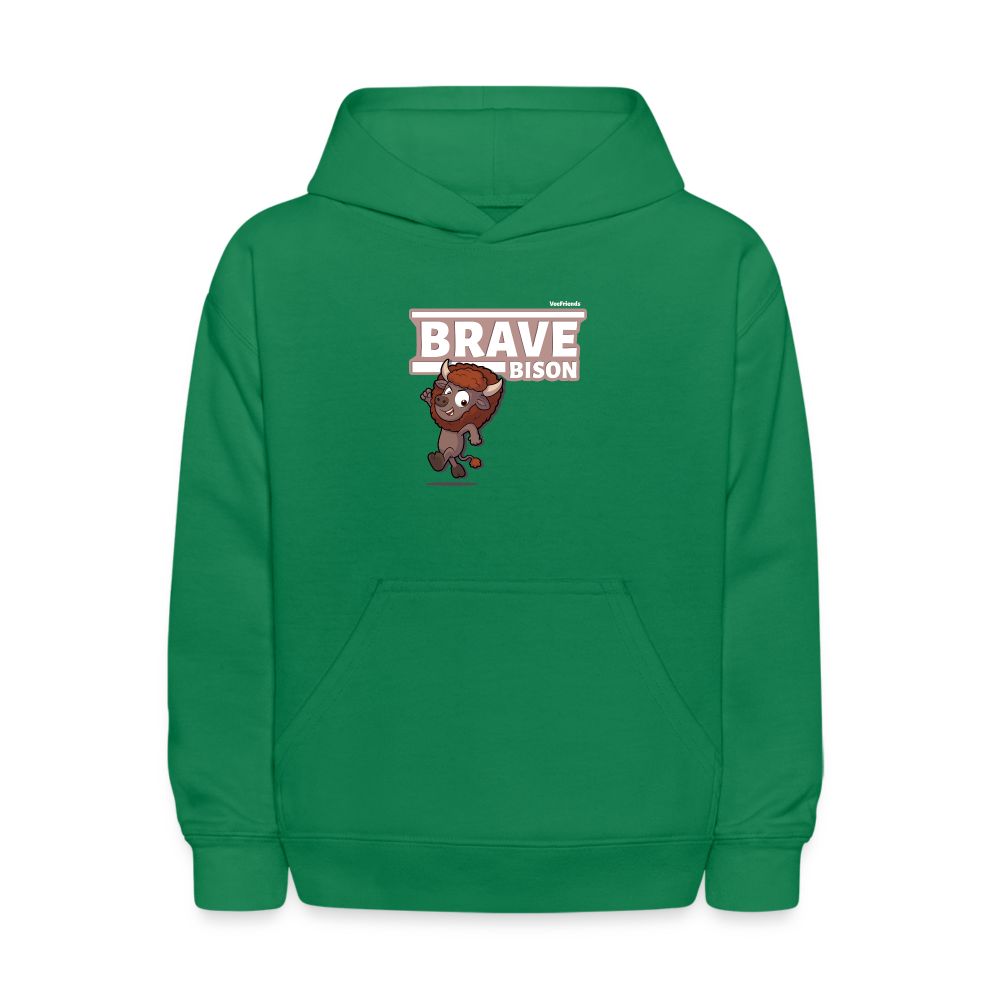 Brave Bison Character Comfort Kids Hoodie - kelly green