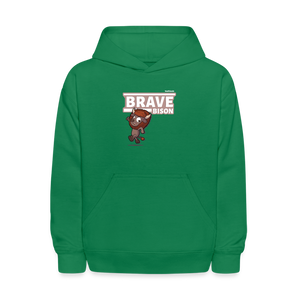 Brave Bison Character Comfort Kids Hoodie - kelly green