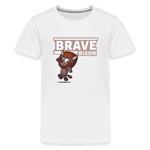 Brave Bison Character Comfort Kids Tee - white
