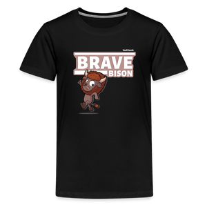 Brave Bison Character Comfort Kids Tee - black