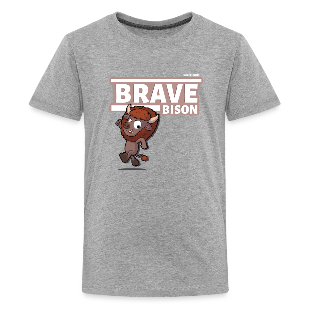 Brave Bison Character Comfort Kids Tee - heather gray