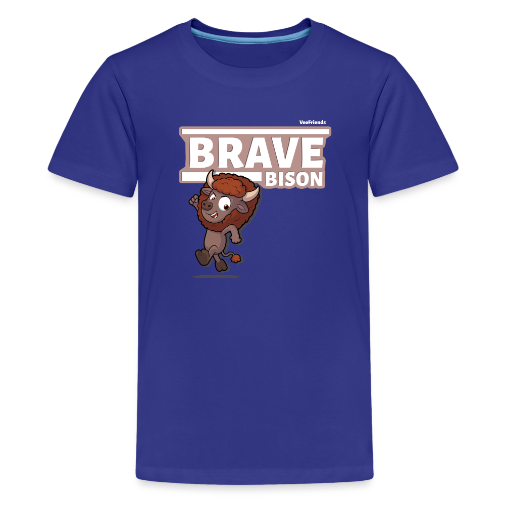 Brave Bison Character Comfort Kids Tee - royal blue