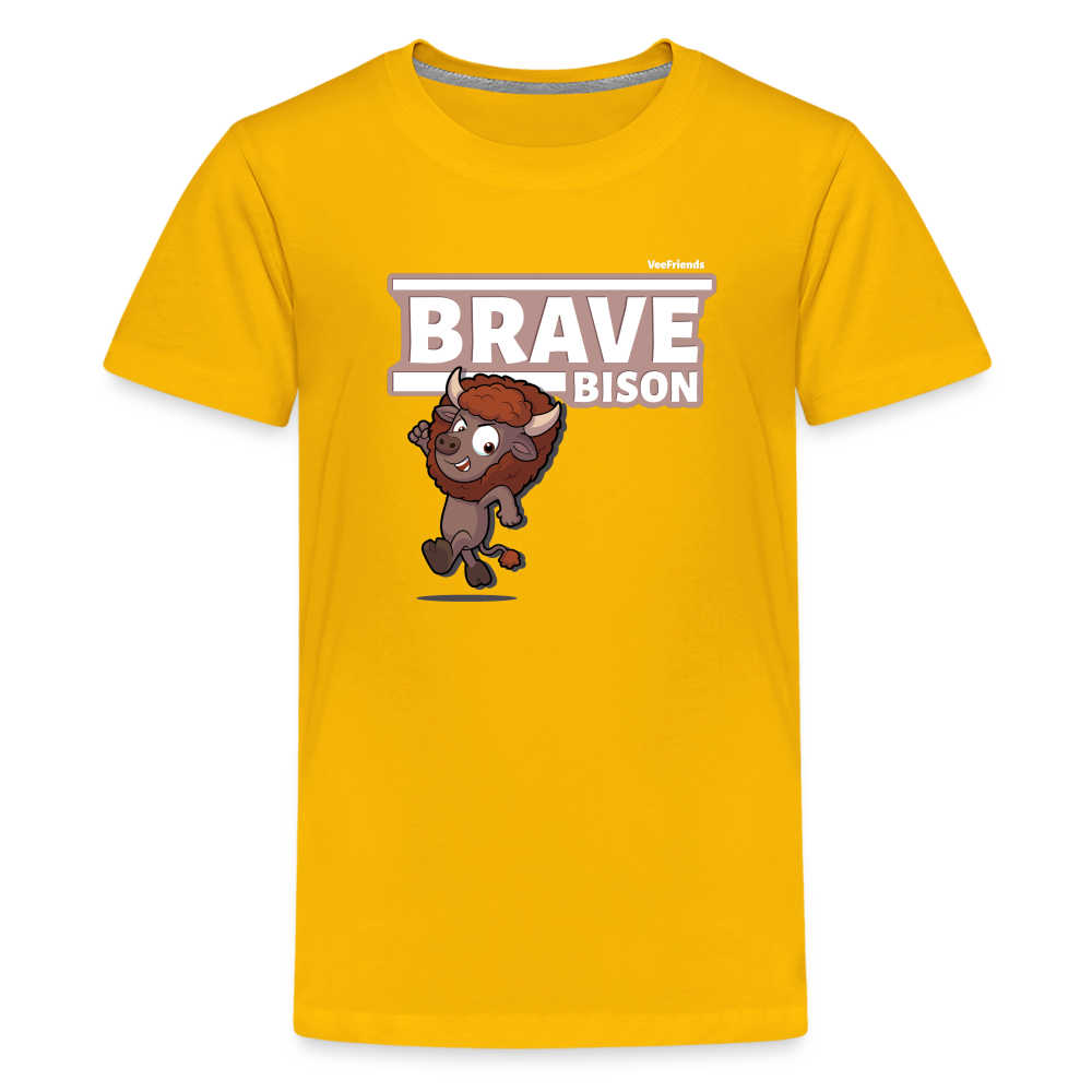 Brave Bison Character Comfort Kids Tee - sun yellow