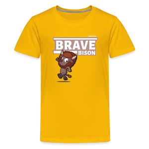 Brave Bison Character Comfort Kids Tee - sun yellow