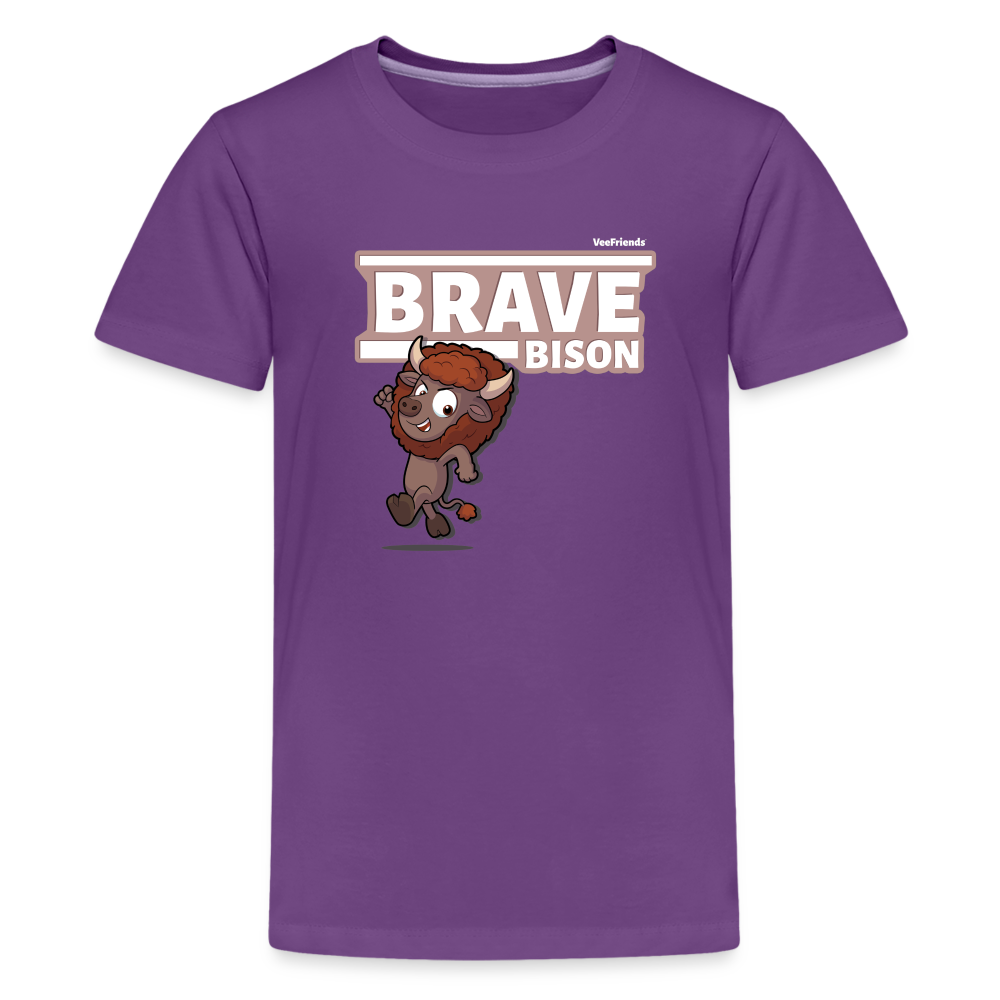 Brave Bison Character Comfort Kids Tee - purple