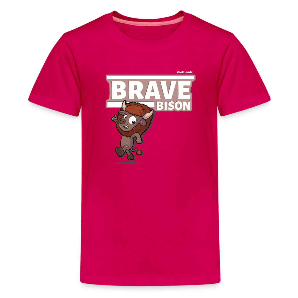 Brave Bison Character Comfort Kids Tee - dark pink