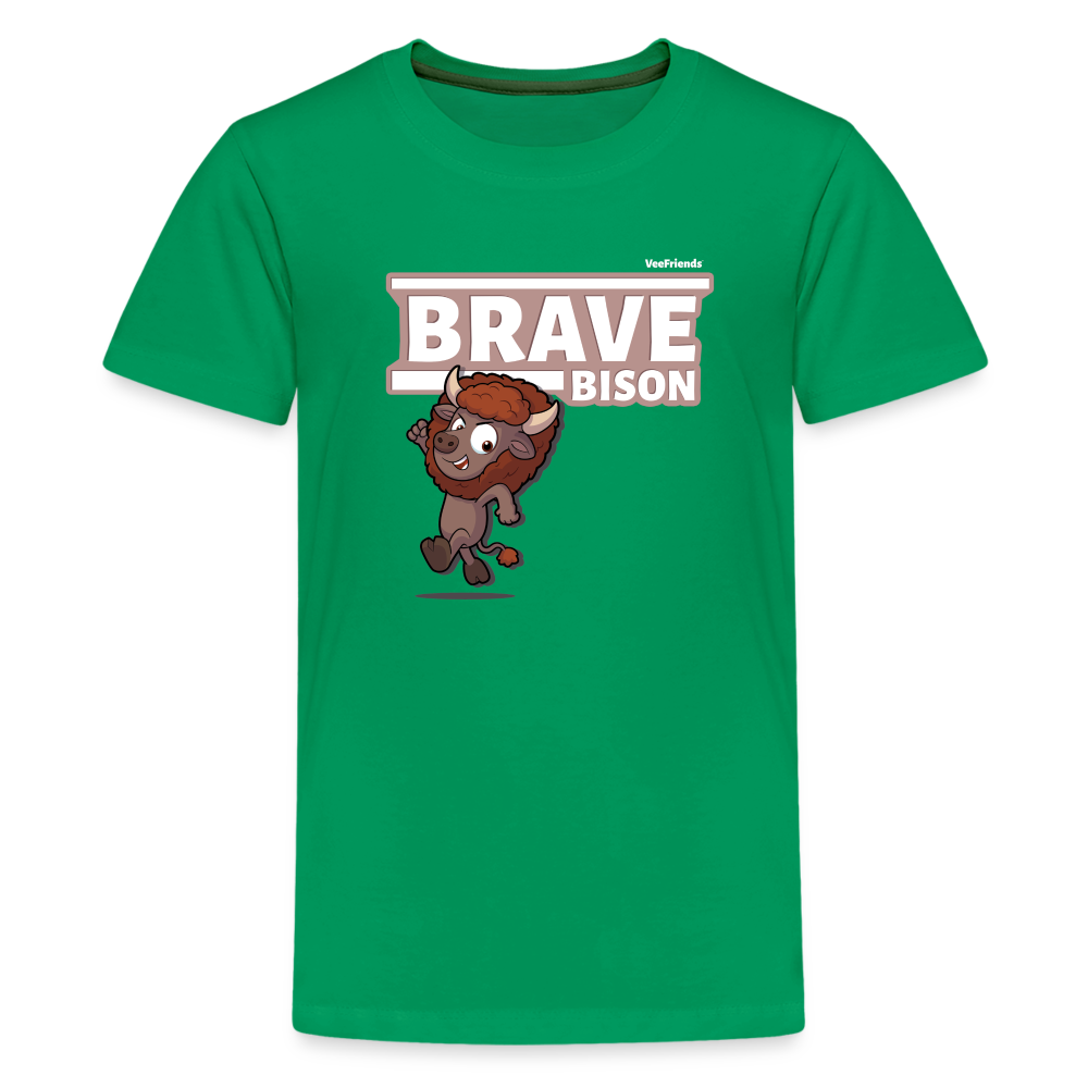 Brave Bison Character Comfort Kids Tee - kelly green