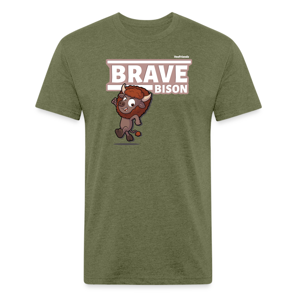 Brave Bison Character Comfort Adult Tee - heather military green