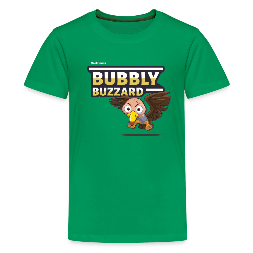 Bubbly Buzzard Character Comfort Kids Tee - kelly green