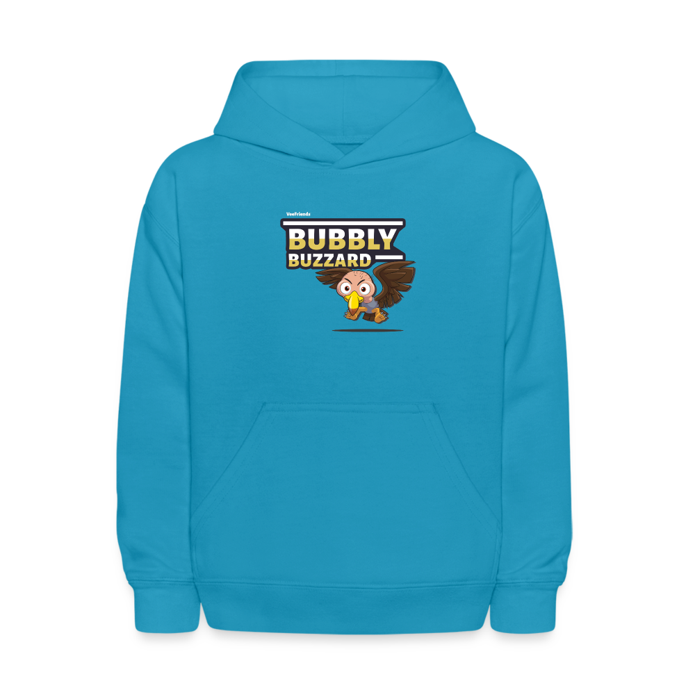 Bubbly Buzzard Character Comfort Kids Hoodie - turquoise