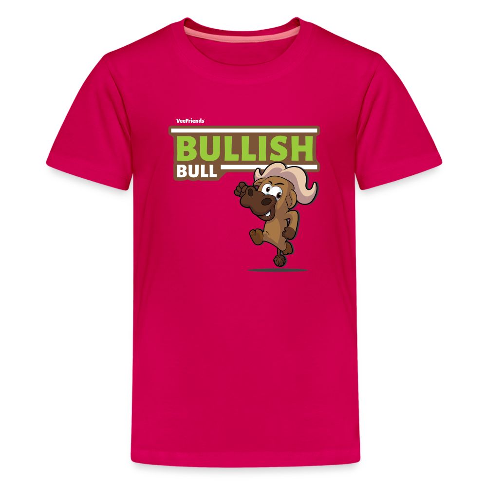 Bullish Bull Character Comfort Kids Tee - dark pink