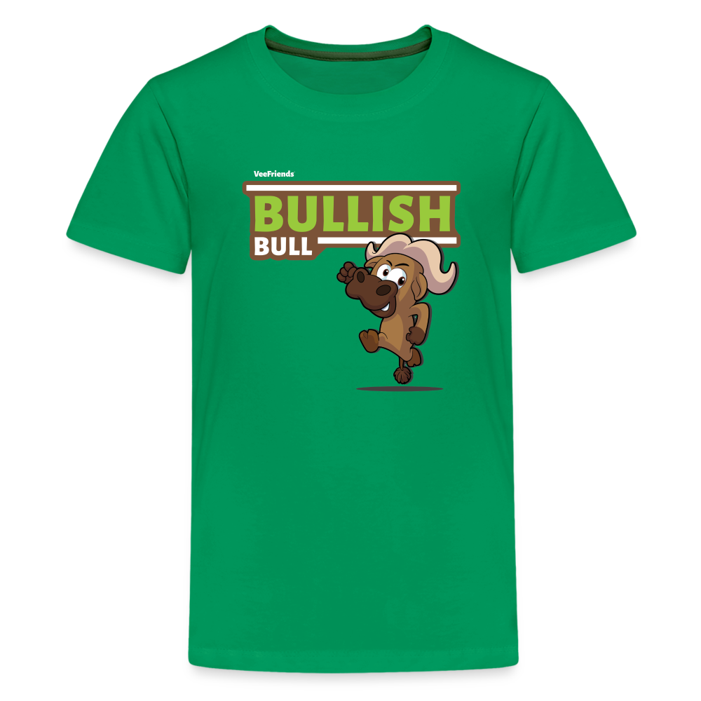 Bullish Bull Character Comfort Kids Tee - kelly green