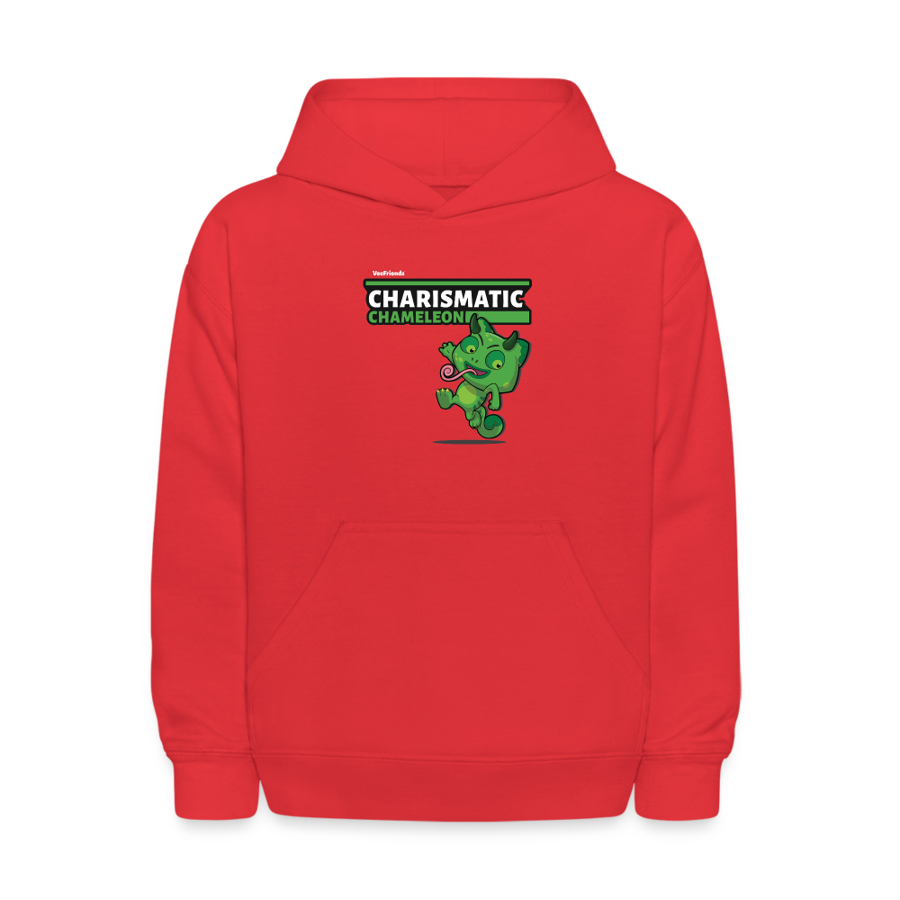 Charismatic Chameleon Character Comfort Kids Hoodie - red