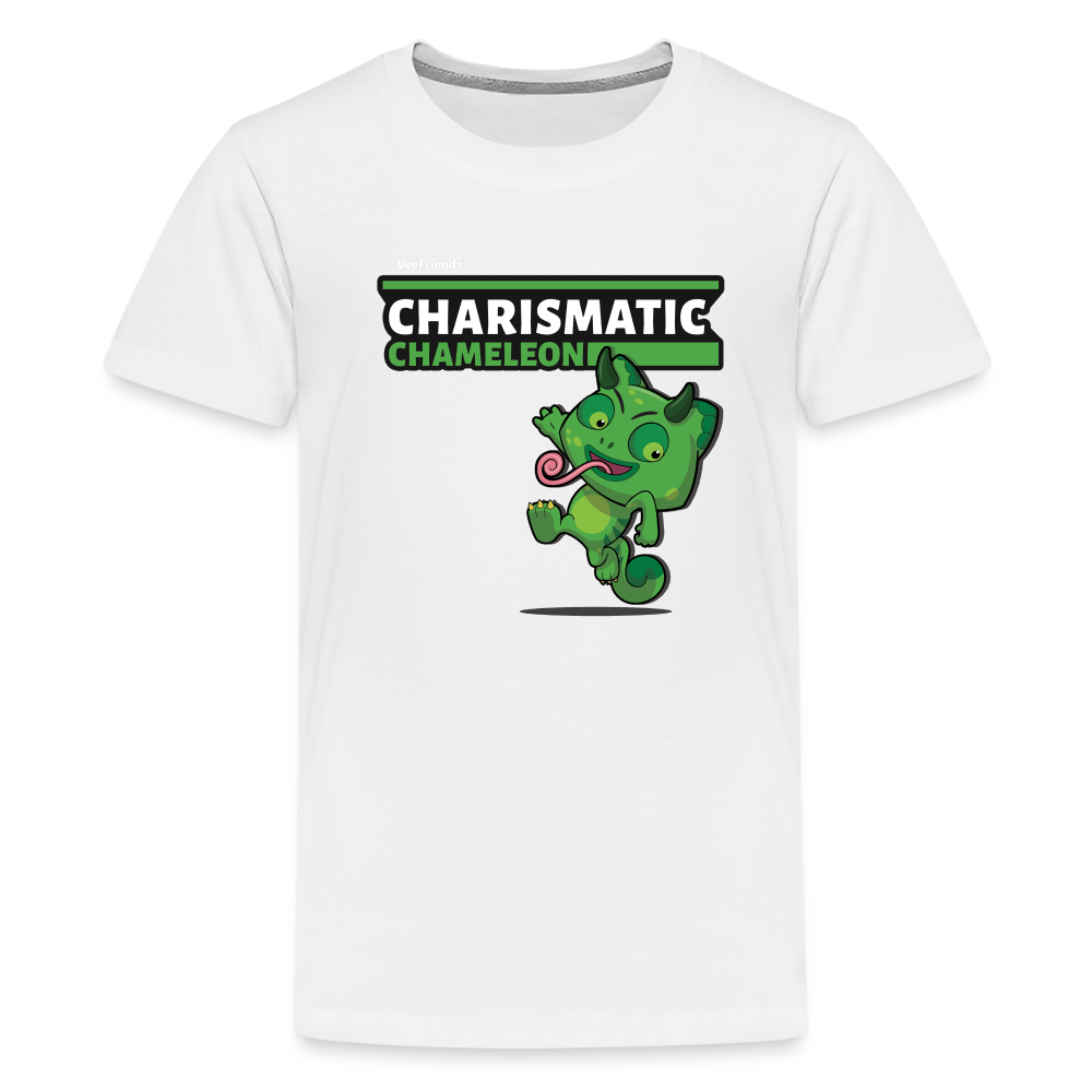 Charismatic Chameleon Character Comfort Kids Tee - white