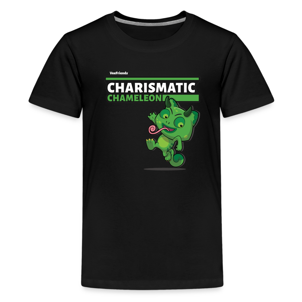 Charismatic Chameleon Character Comfort Kids Tee - black