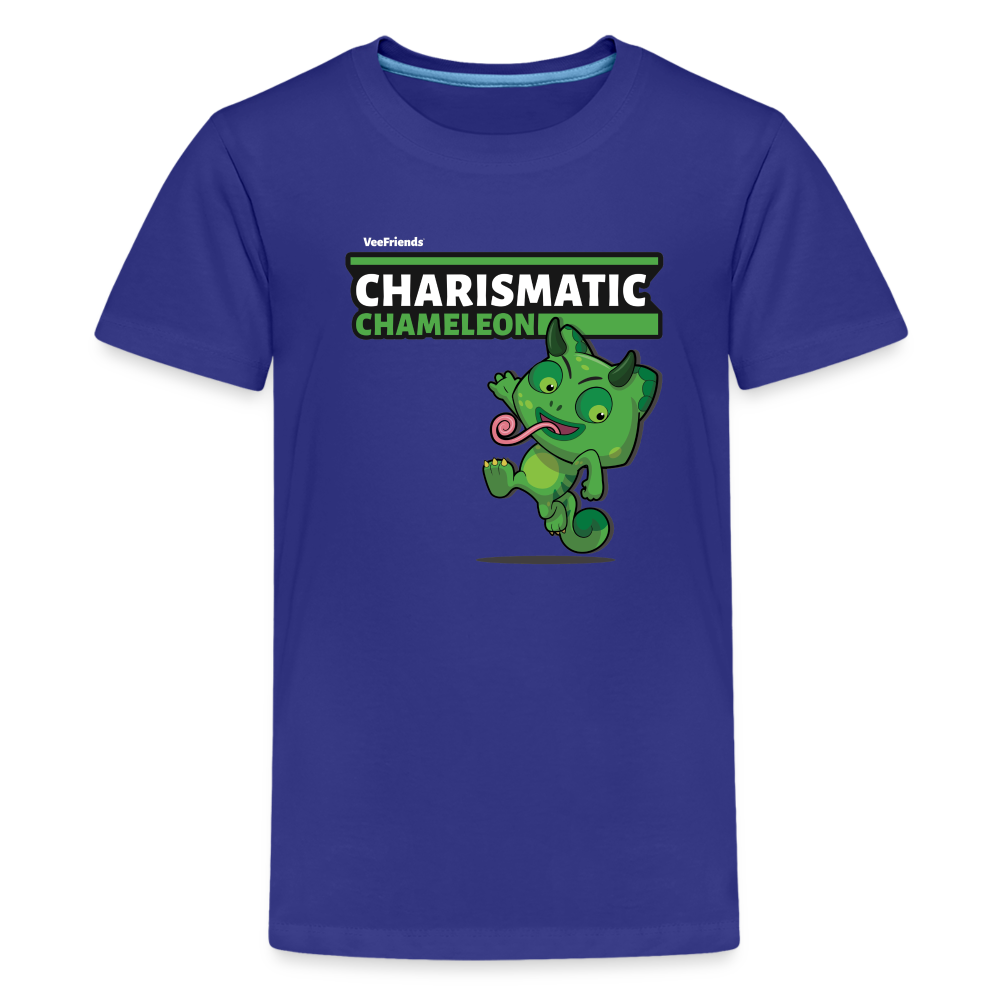 Charismatic Chameleon Character Comfort Kids Tee - royal blue