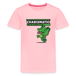 Charismatic Chameleon Character Comfort Kids Tee - pink