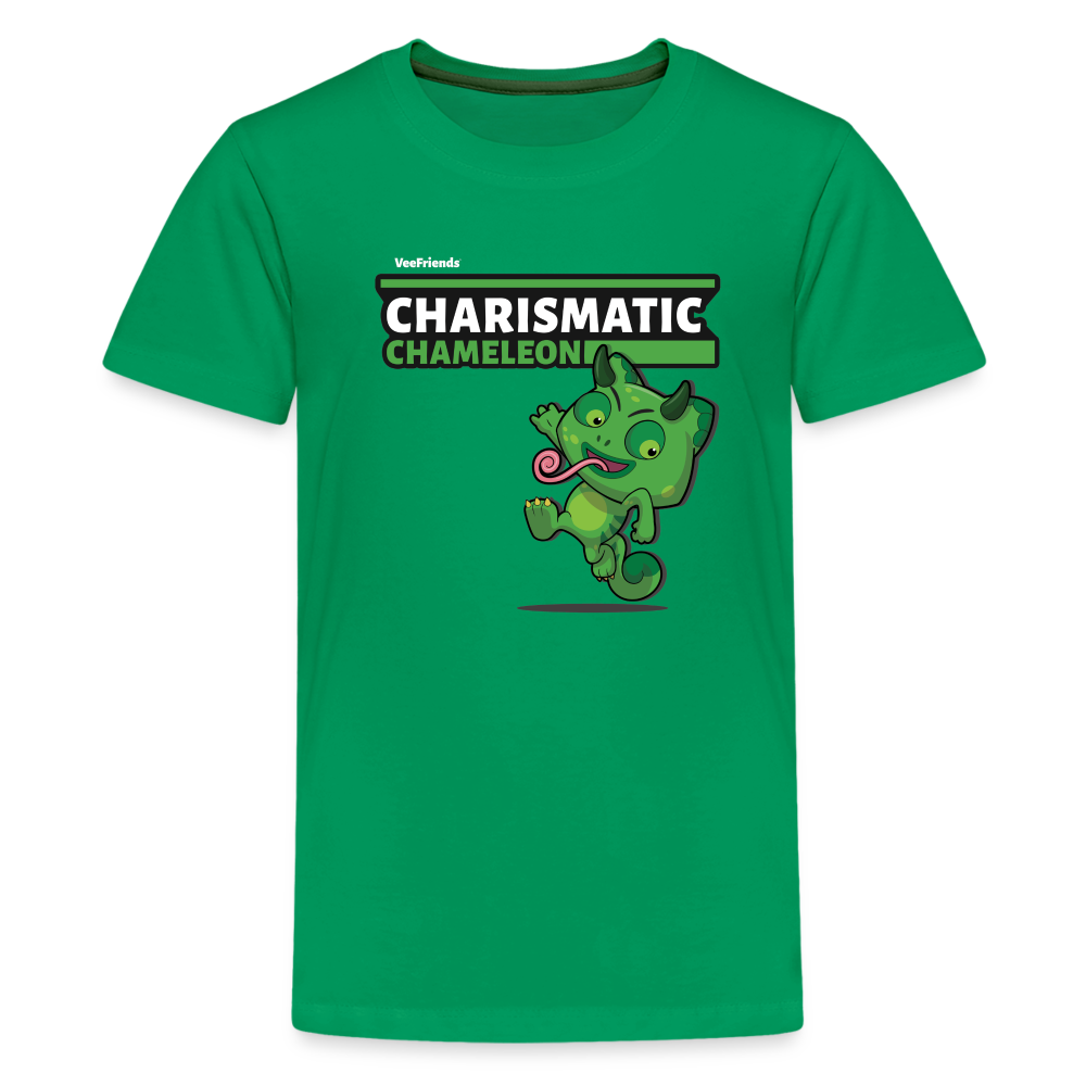 Charismatic Chameleon Character Comfort Kids Tee - kelly green