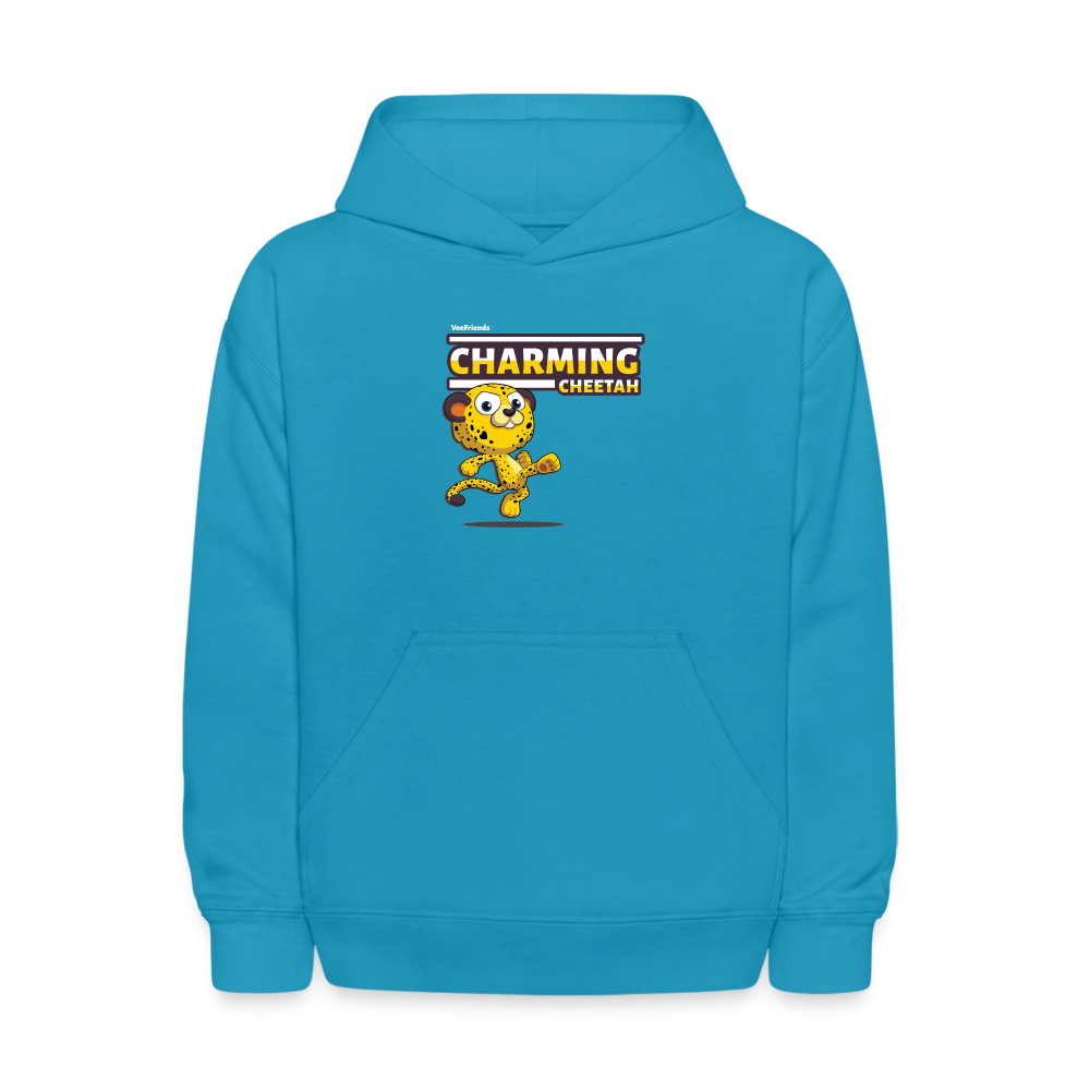 Charming Cheetah Character Comfort Kids Hoodie - turquoise