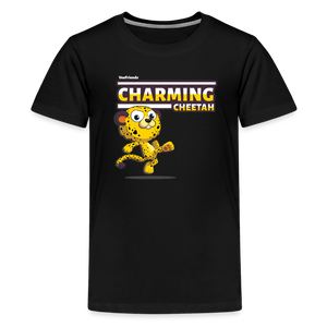 Charming Cheetah Character Comfort Kids Tee - black