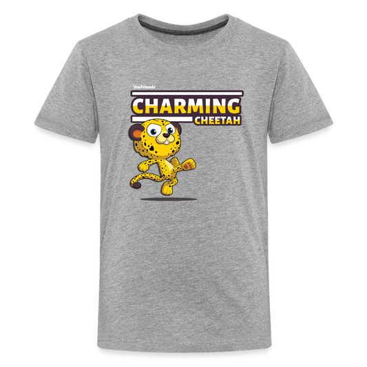 Charming Cheetah Character Comfort Kids Tee - heather gray