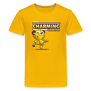 Charming Cheetah Character Comfort Kids Tee - sun yellow