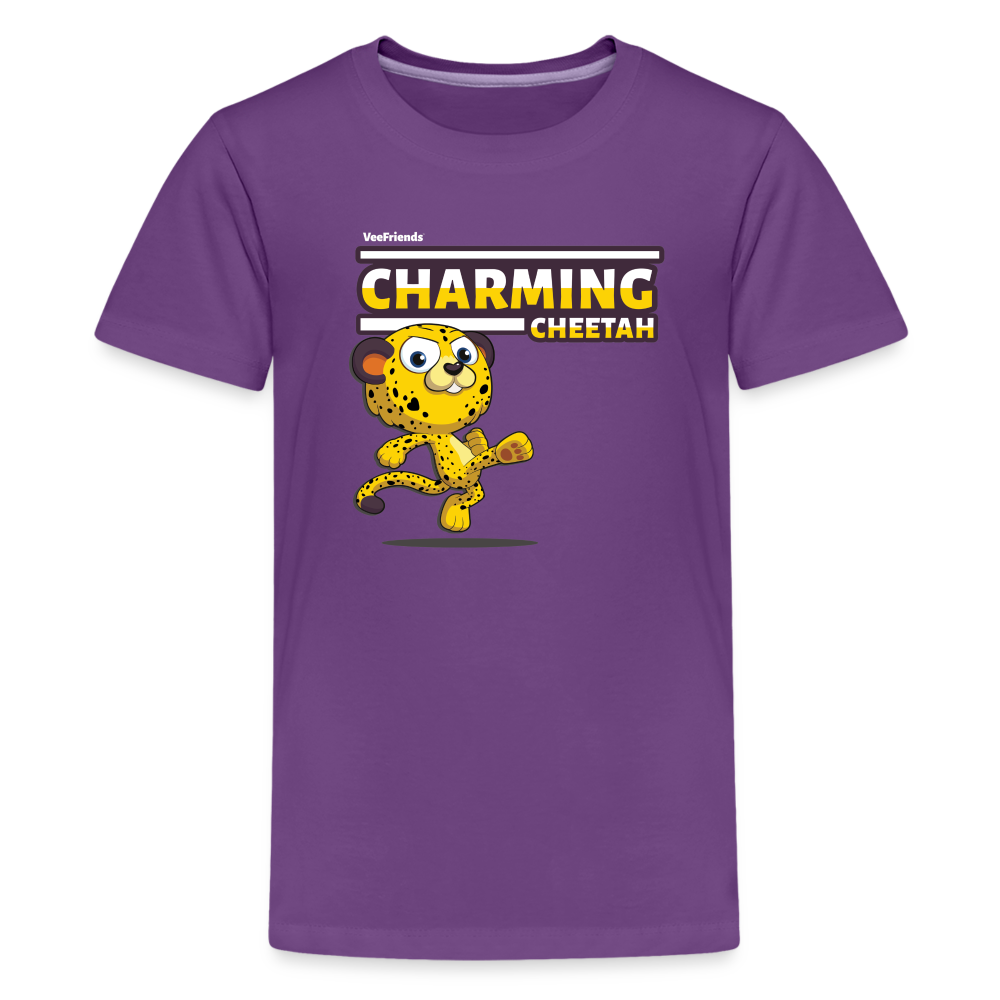 Charming Cheetah Character Comfort Kids Tee - purple