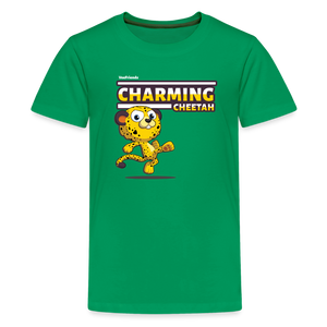 Charming Cheetah Character Comfort Kids Tee - kelly green