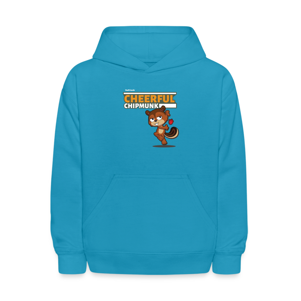 Cheerful Chipmunk Character Comfort Kids Hoodie - turquoise