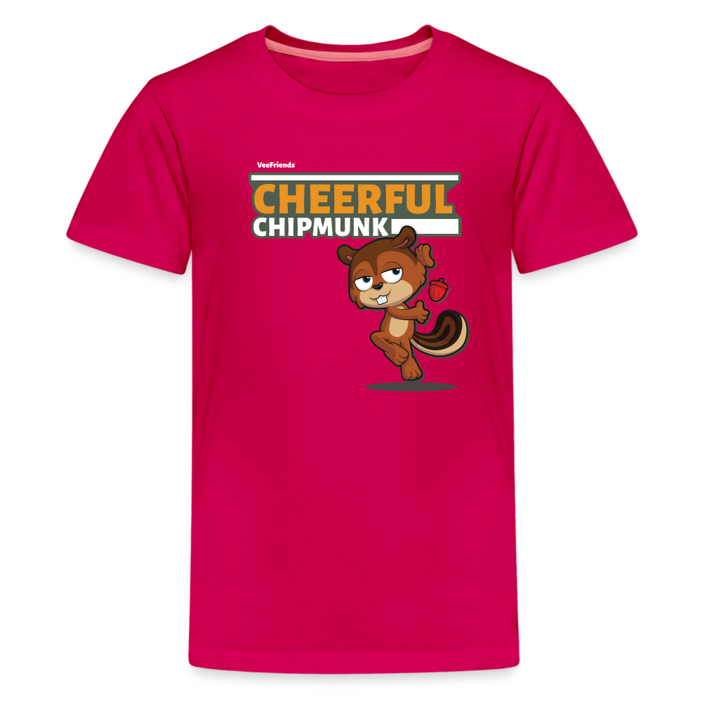 Cheerful Chipmunk Character Comfort Kids Tee - dark pink