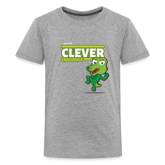 Clever Crocodile Character Comfort Kids Tee - heather gray