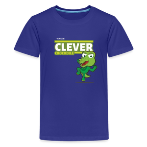 Clever Crocodile Character Comfort Kids Tee - royal blue