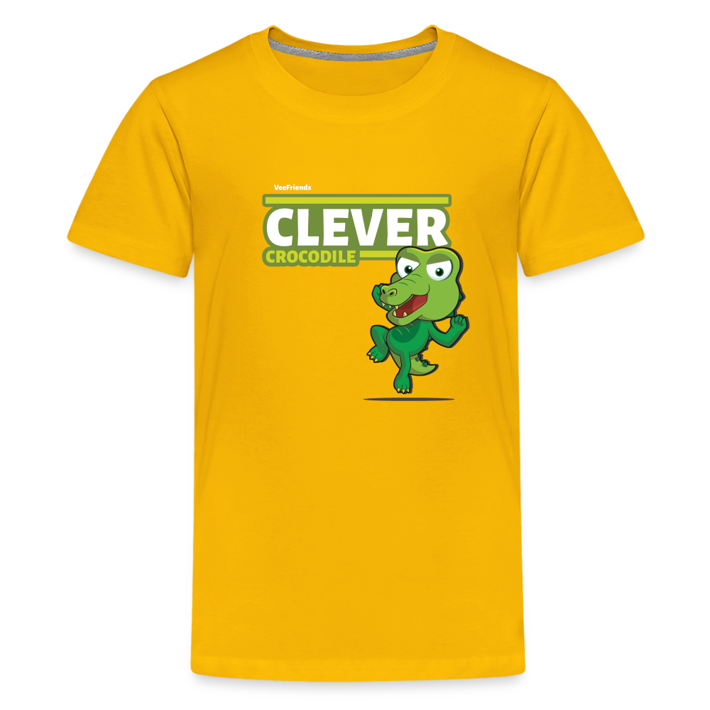Clever Crocodile Character Comfort Kids Tee - sun yellow