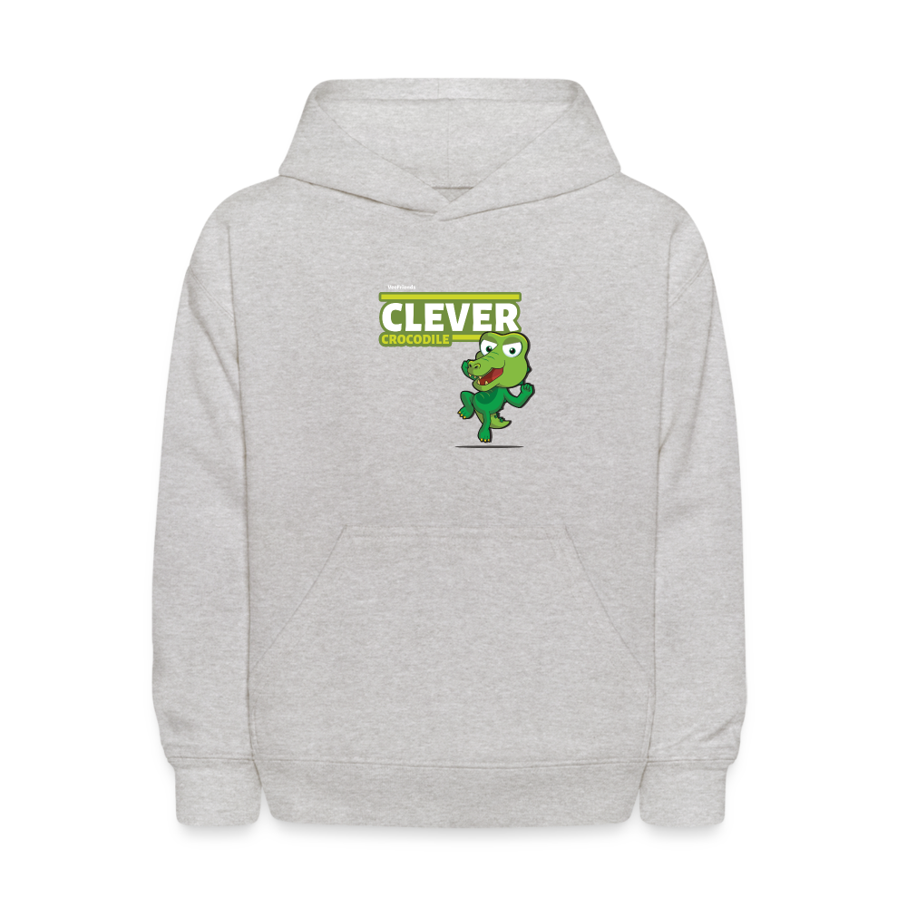 Clever Crocodile Character Comfort Kids Hoodie - heather gray