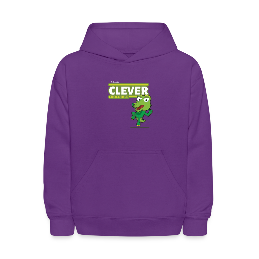 Clever Crocodile Character Comfort Kids Hoodie - purple