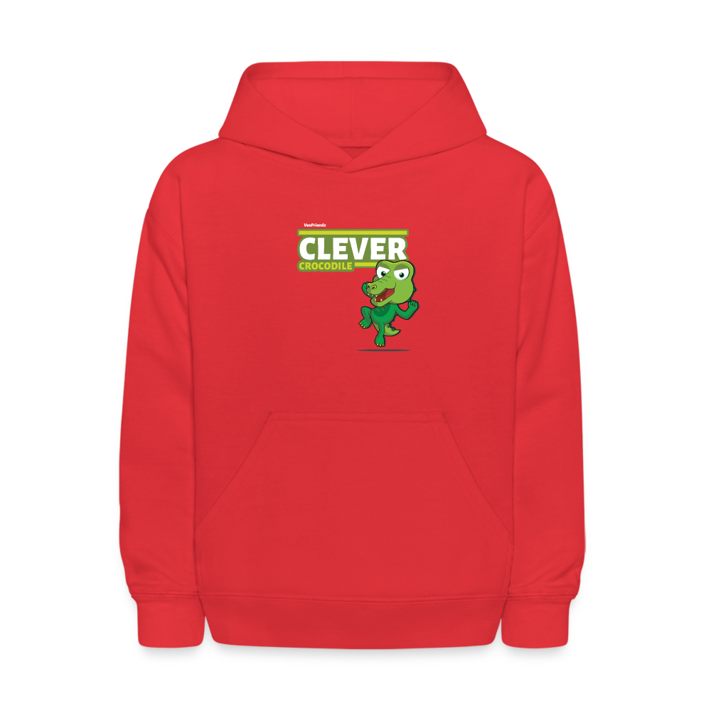 Clever Crocodile Character Comfort Kids Hoodie - red