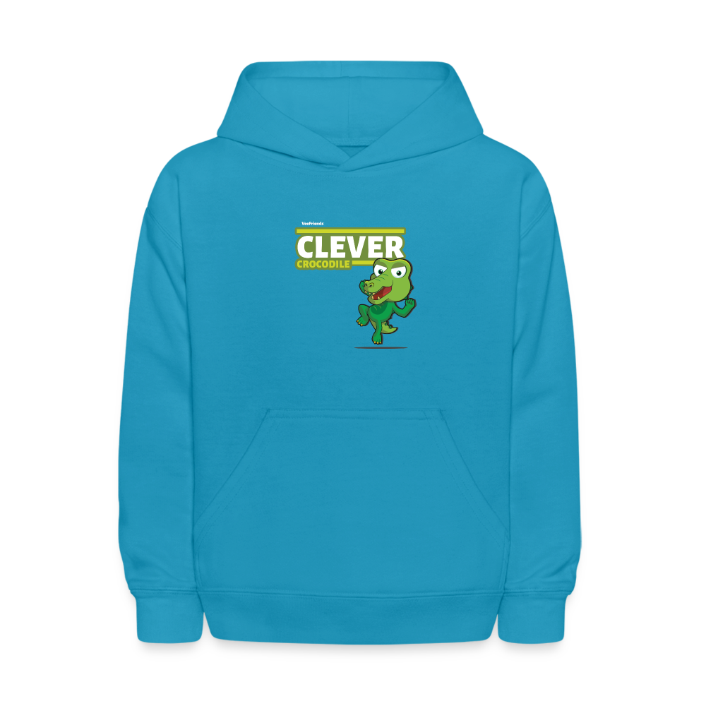 Clever Crocodile Character Comfort Kids Hoodie - turquoise