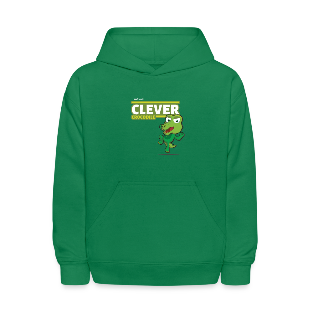 Clever Crocodile Character Comfort Kids Hoodie - kelly green