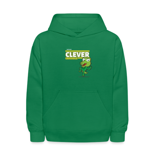 Clever Crocodile Character Comfort Kids Hoodie - kelly green