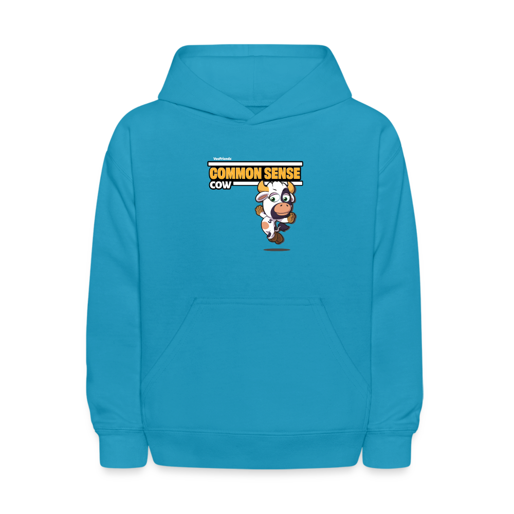 Common Sense Cow Character Comfort Kids Hoodie - turquoise