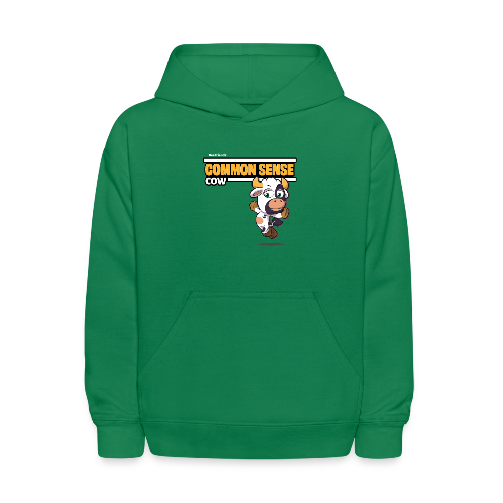 Common Sense Cow Character Comfort Kids Hoodie - kelly green