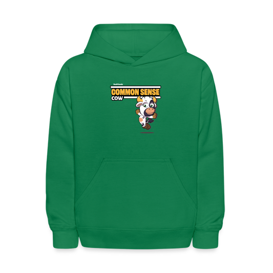 Common Sense Cow Character Comfort Kids Hoodie - kelly green