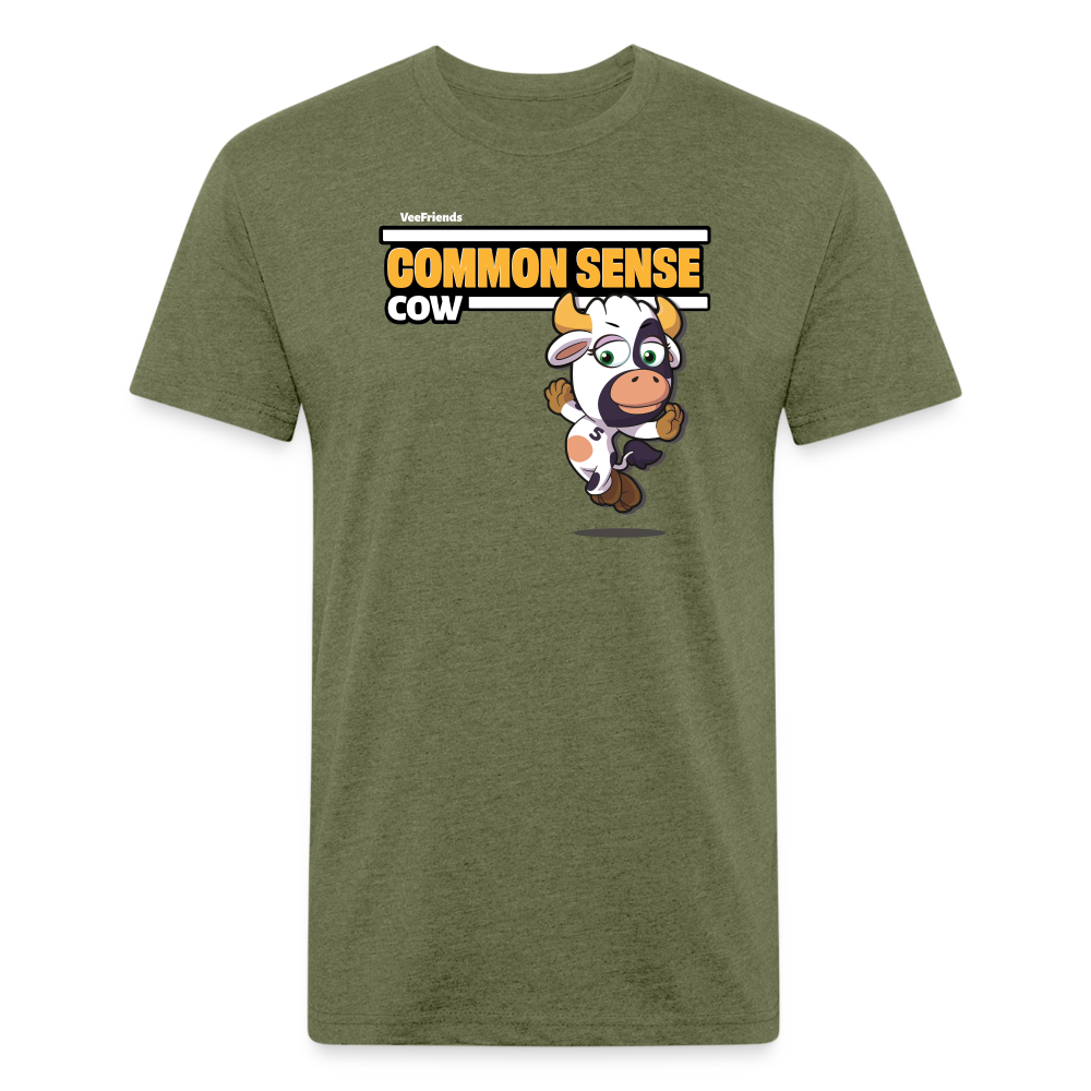 Common Sense Cow Character Comfort Adult Tee - heather military green