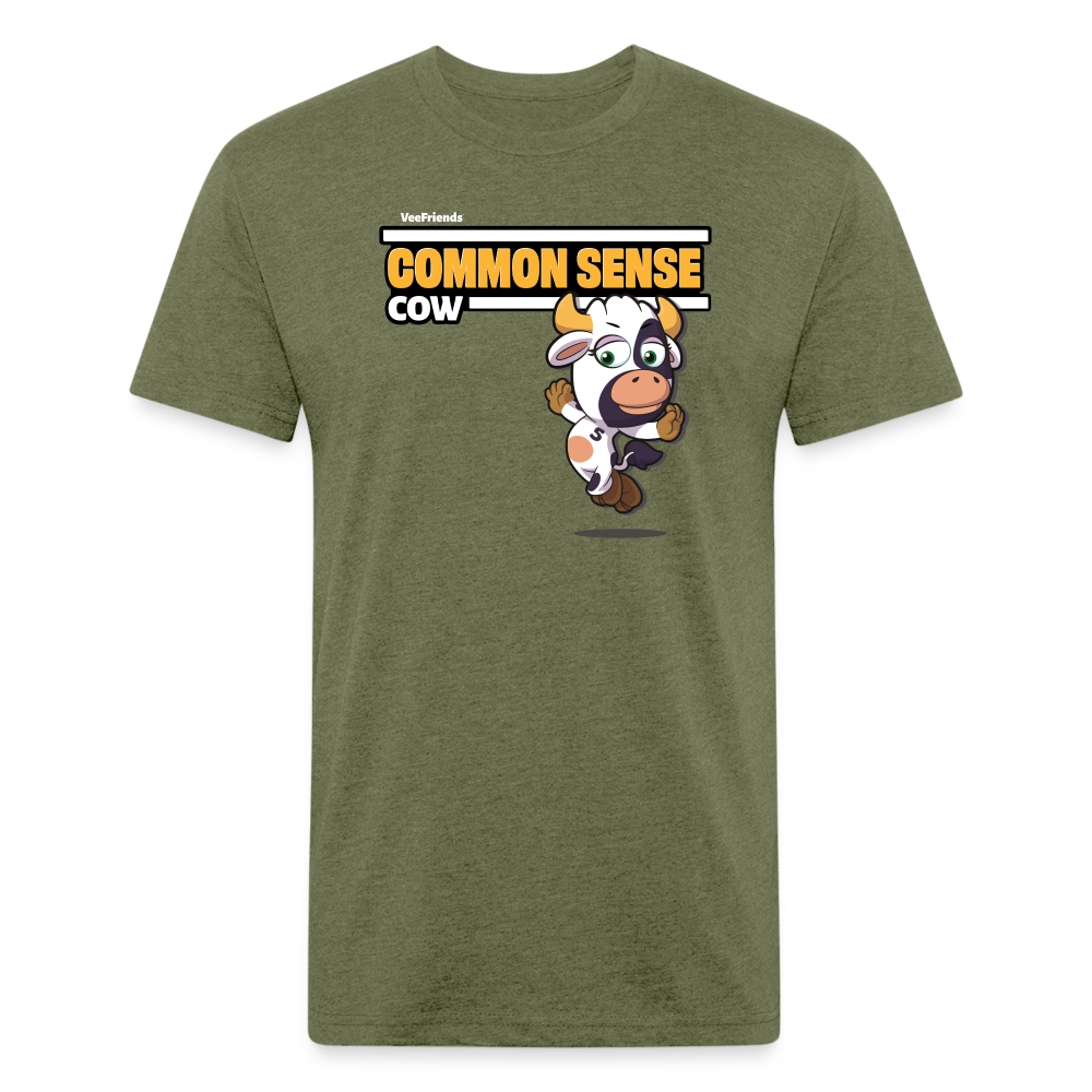 
            
                Load image into Gallery viewer, Common Sense Cow Character Comfort Adult Tee - heather military green
            
        