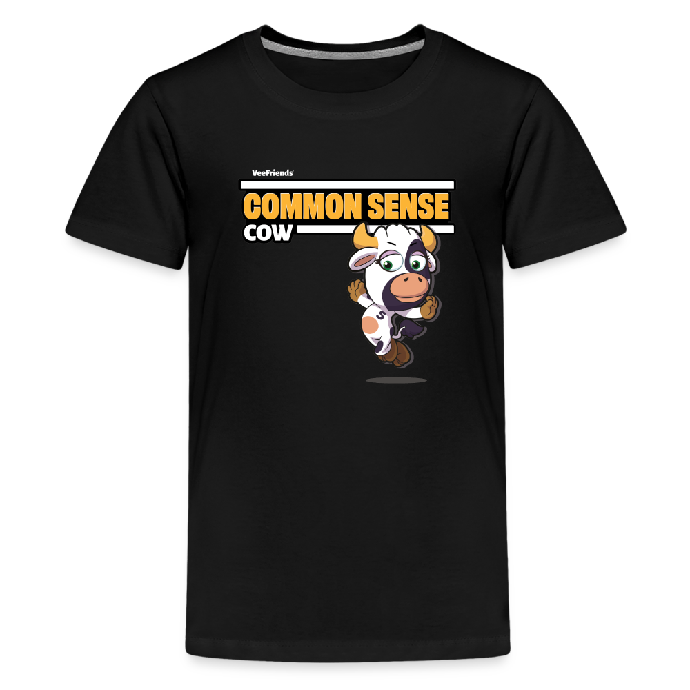 Common Sense Cow Character Comfort Kids Tee - black