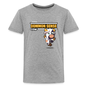 
            
                Load image into Gallery viewer, Common Sense Cow Character Comfort Kids Tee - heather gray
            
        