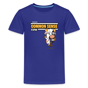 
            
                Load image into Gallery viewer, Common Sense Cow Character Comfort Kids Tee - royal blue
            
        