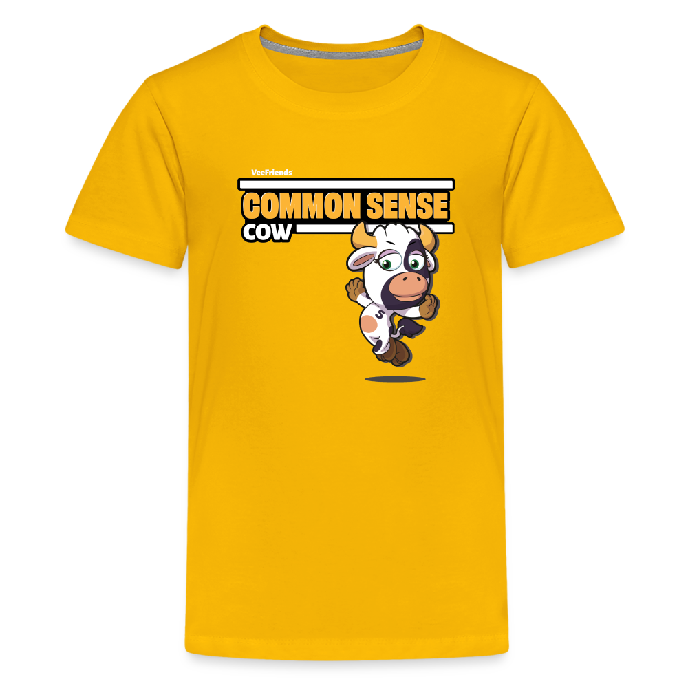 Common Sense Cow Character Comfort Kids Tee - sun yellow