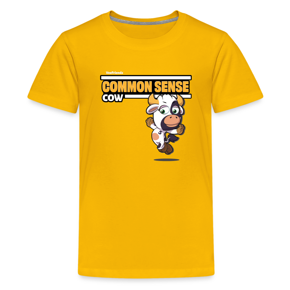 
            
                Load image into Gallery viewer, Common Sense Cow Character Comfort Kids Tee - sun yellow
            
        