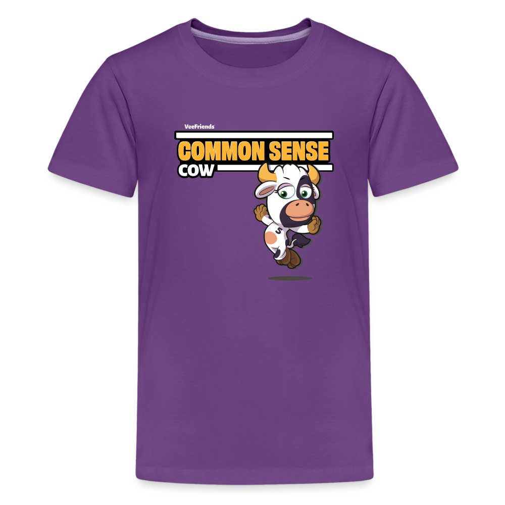 Common Sense Cow Character Comfort Kids Tee - purple